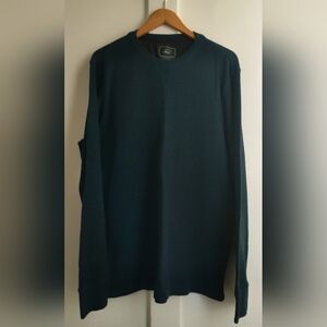 G.H. Bass & Co Men's Teal Thermal Long Sleeve Crew Neck Waffle Knit Shirt | XXL